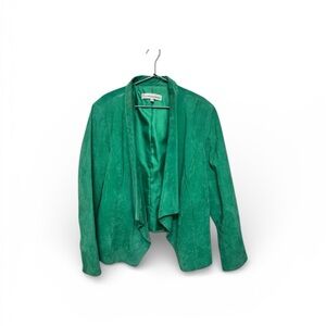 G by Giuliana Genuine Suede Drape Front Jacket – Green